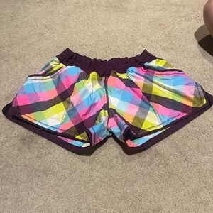 Lululemon shorts, size 12, pink, blue, yellow